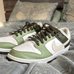Nike Men's Olive Green and White Sneakers